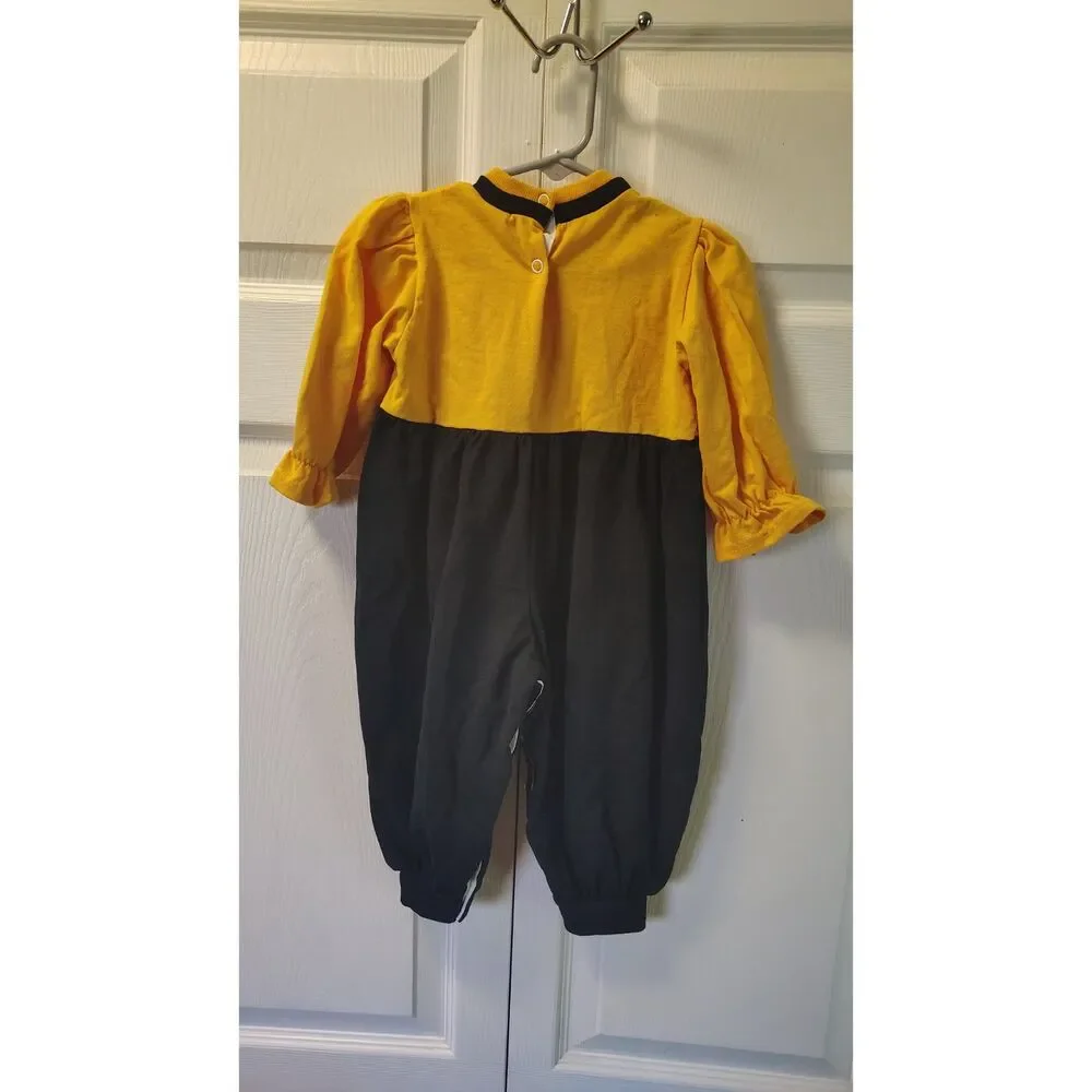 Vtg Little King 18M Adrian College Bulldogs Infant Romper One Piece Gold Black